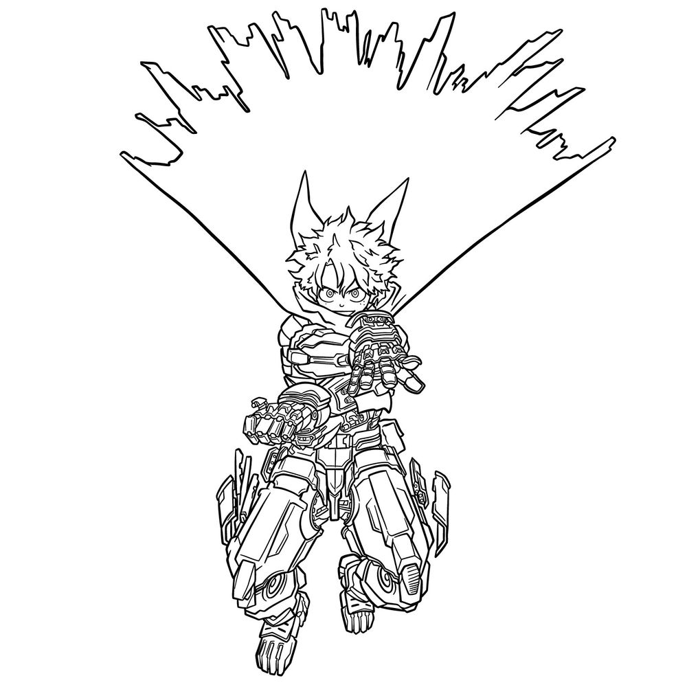 How to Draw Izuku Midoriya Mech Costume Zeta Version