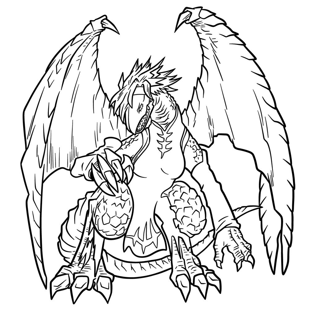 How to Draw Dragoon Hero Ryukyu in Her Complete Dragon Form