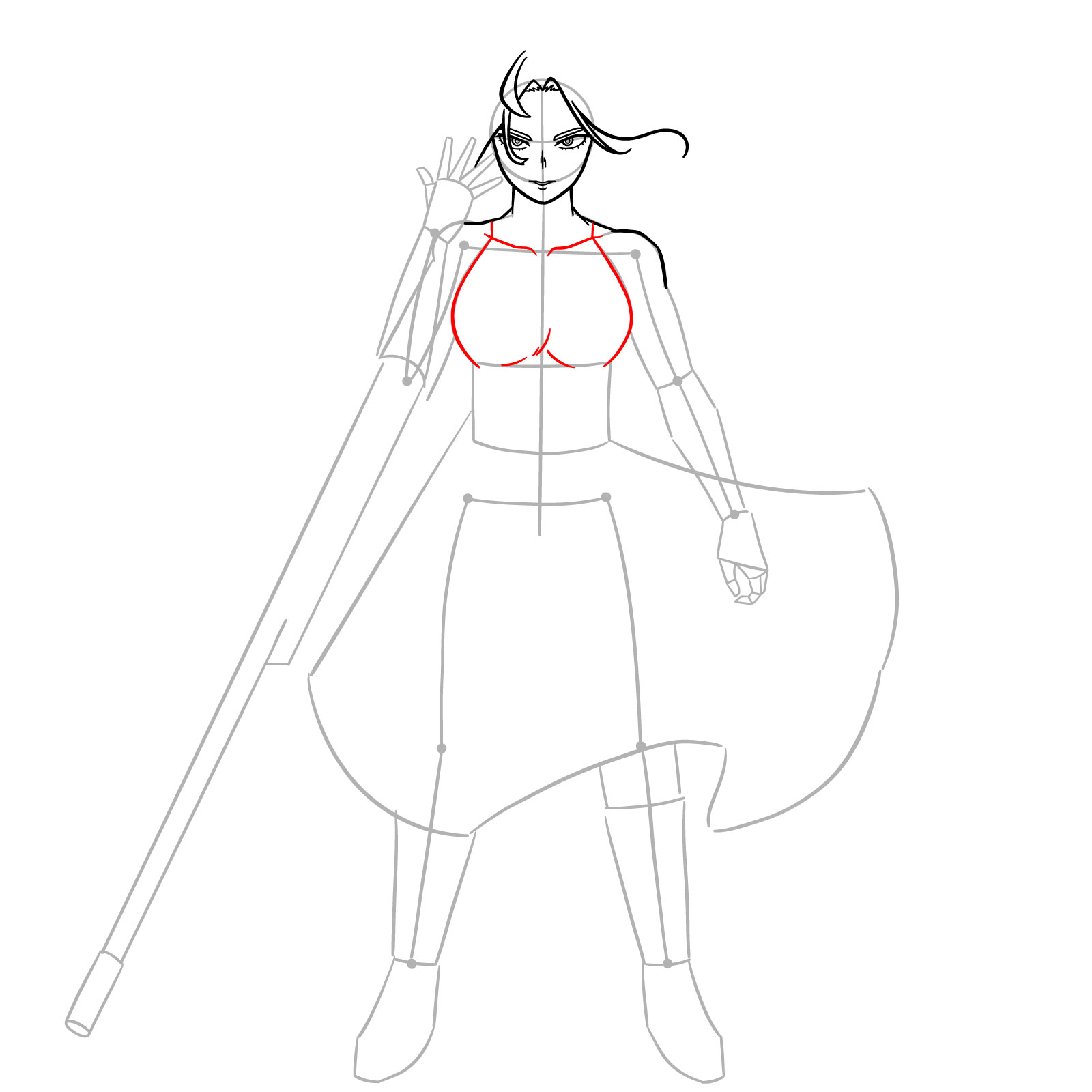 How to Draw Lady Nagant from MHA - step 09