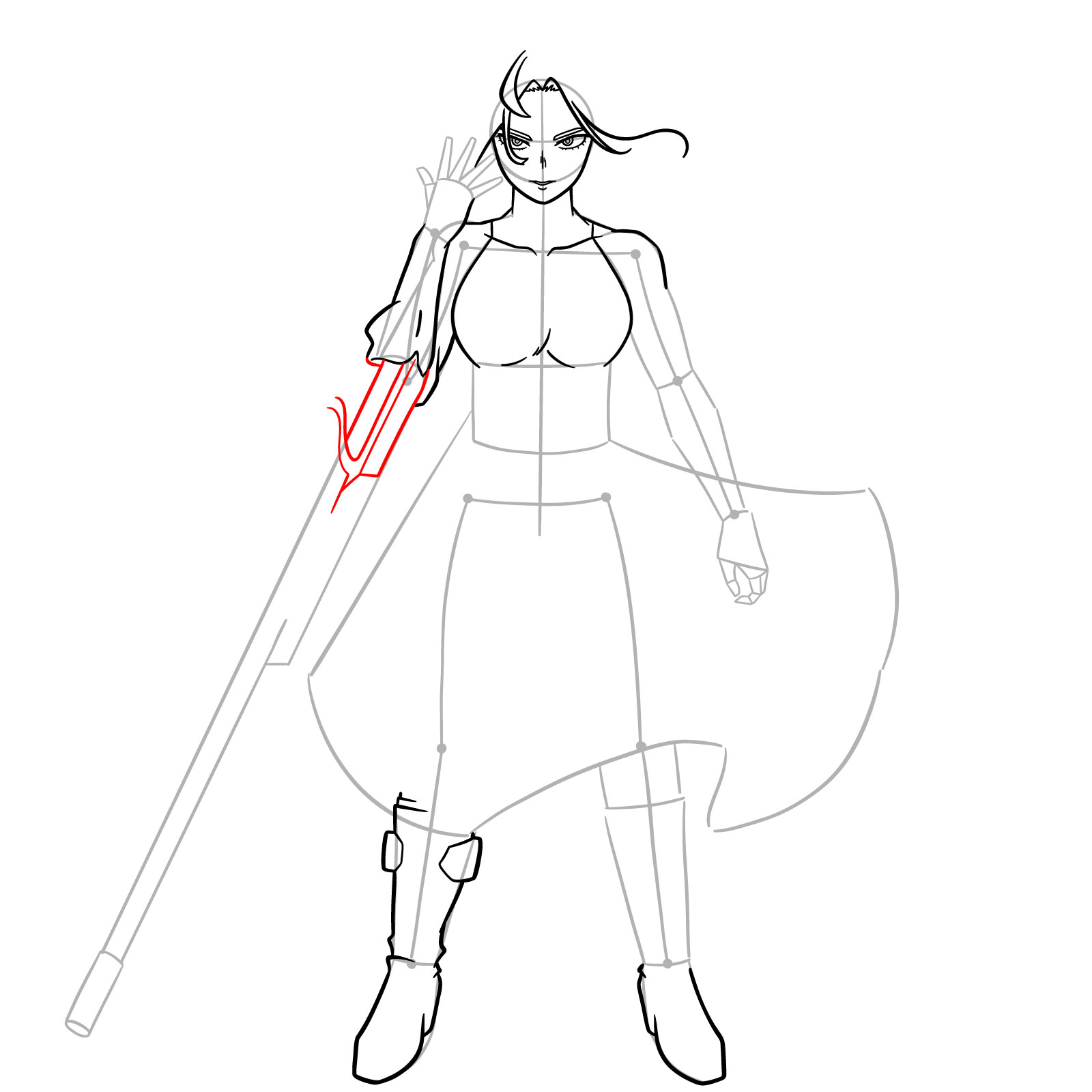 How to Draw Lady Nagant from MHA - step 12