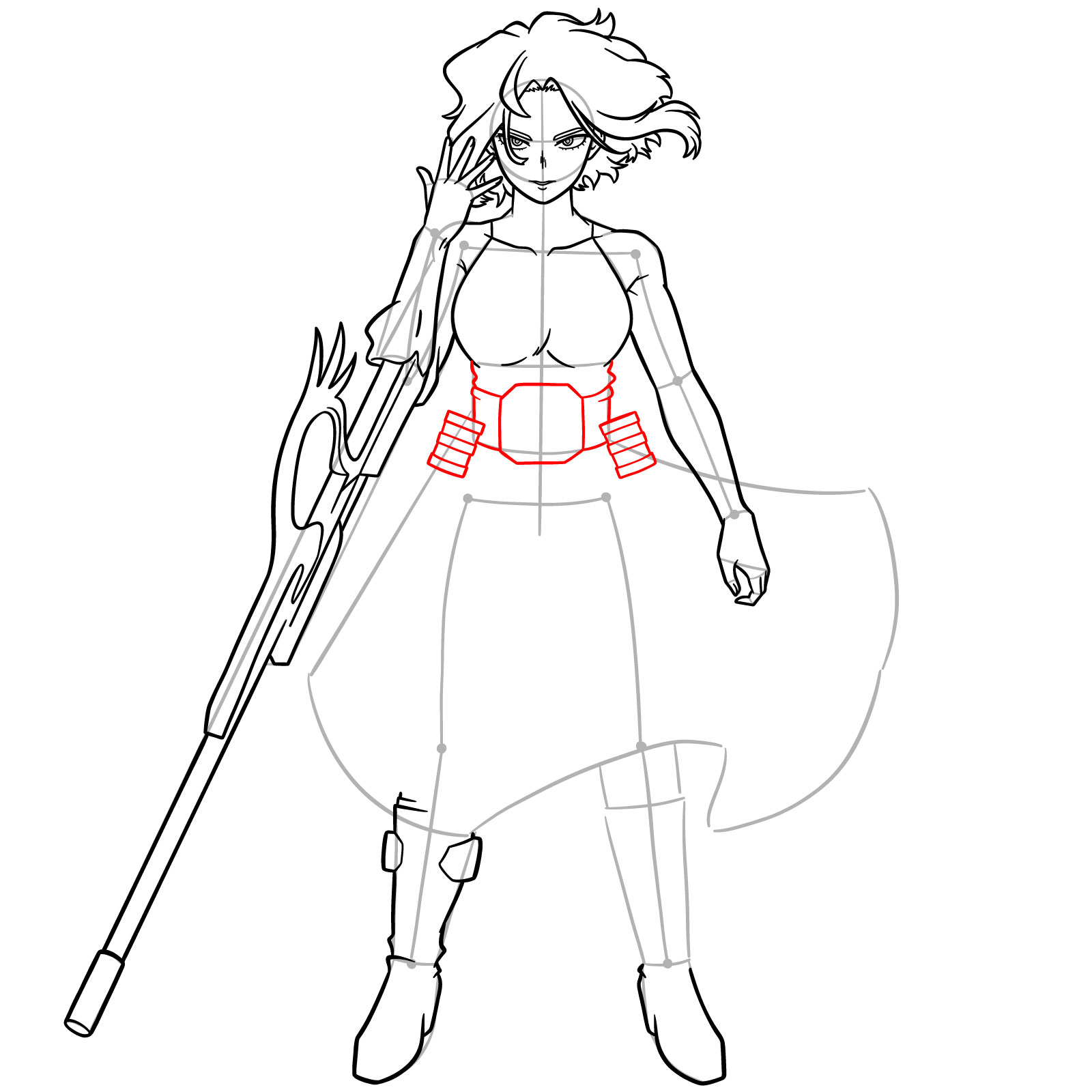 How to Draw Lady Nagant from MHA - step 19