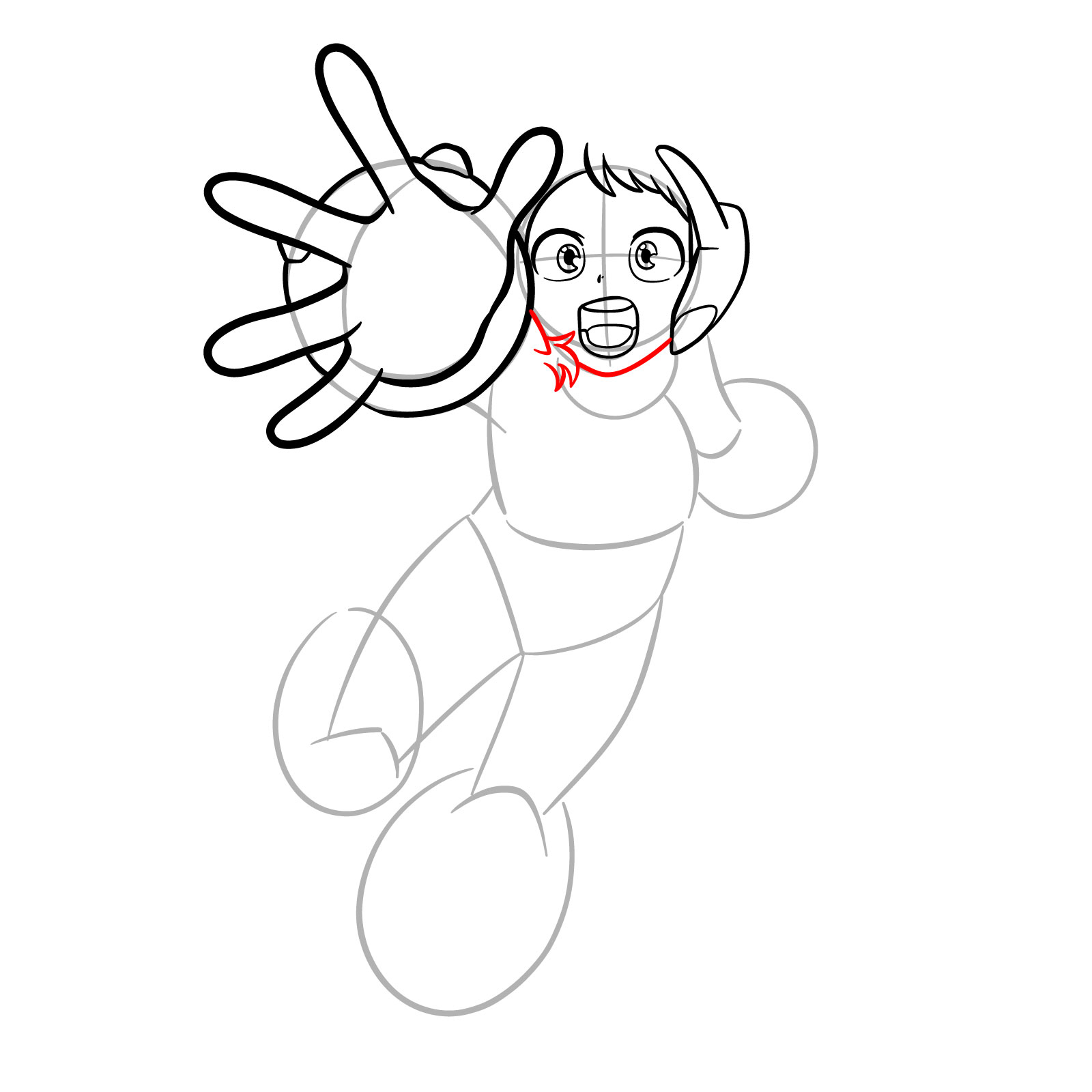 How to Draw Ochaco in Action Pose - step 09