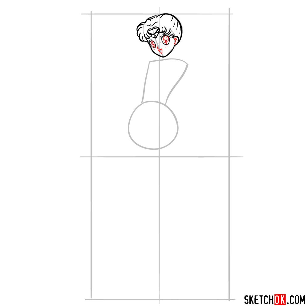 How to draw Sailor Moon - step 07