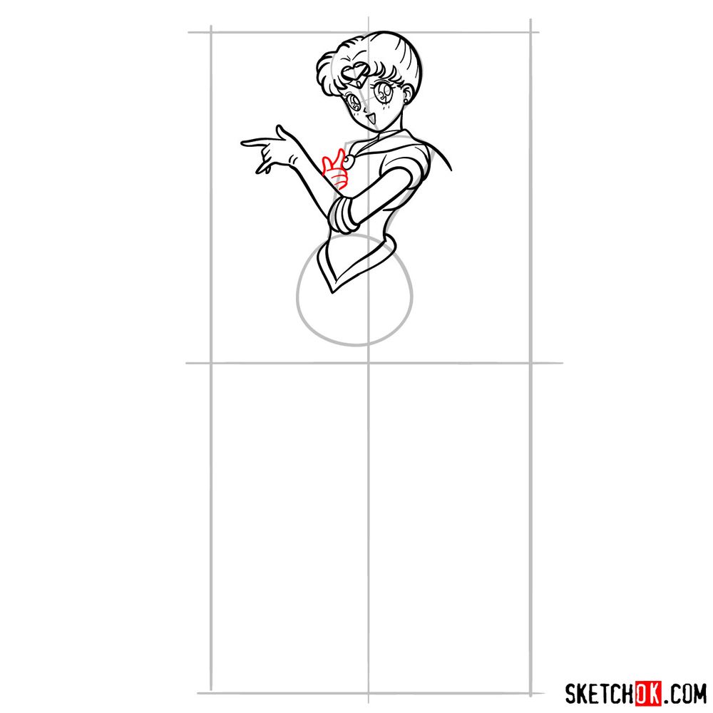 How to draw Sailor Moon - step 12