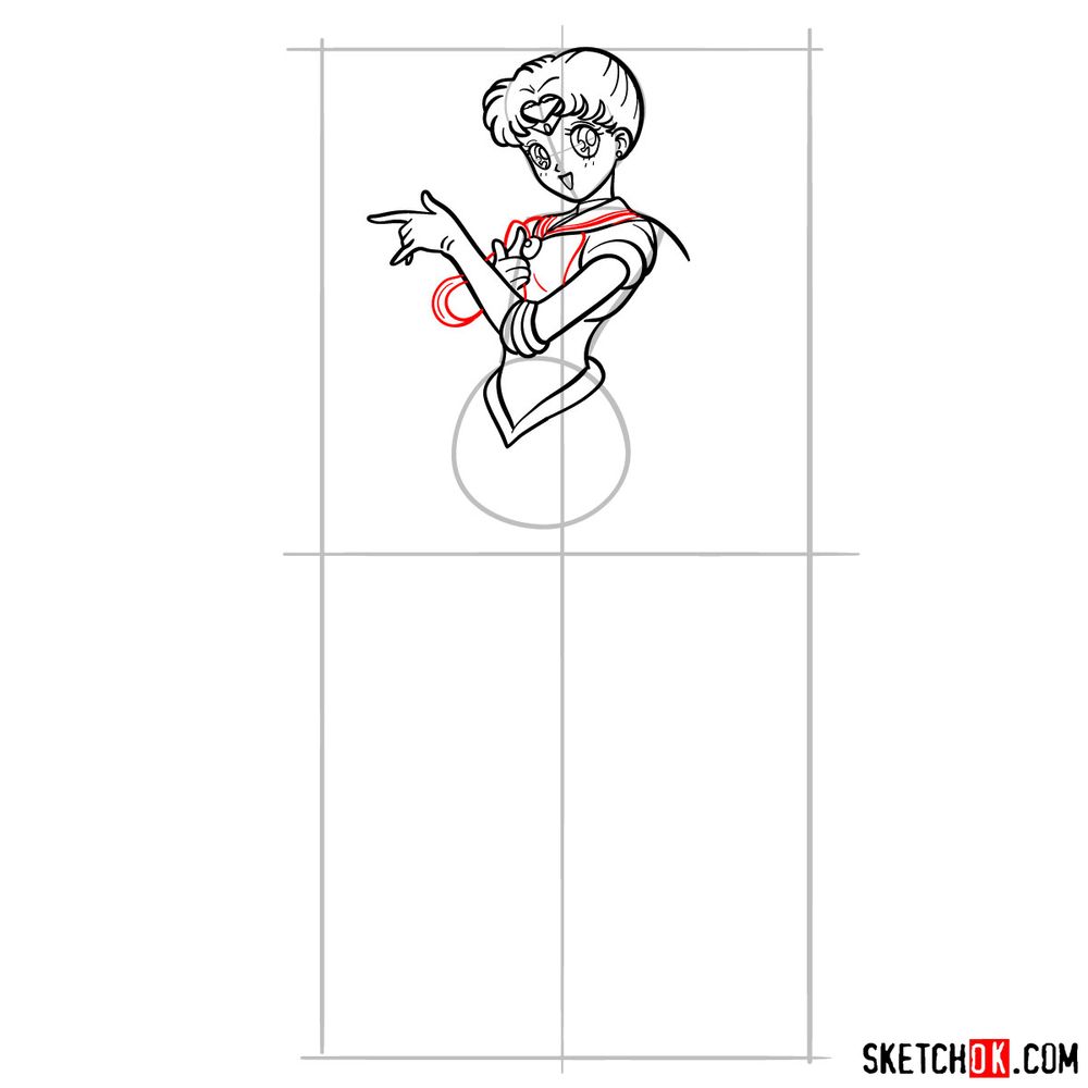 How to draw Sailor Moon - step 13