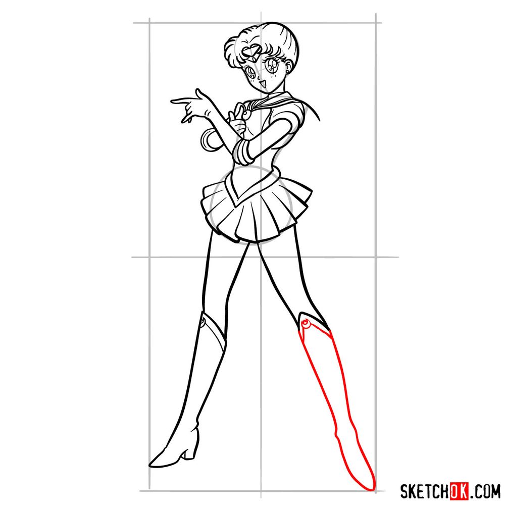 How to draw Sailor Moon - step 17