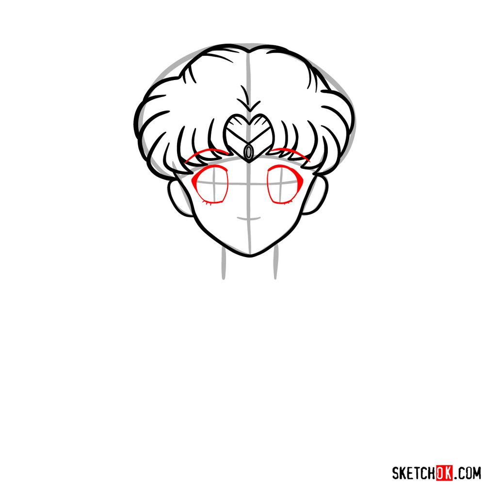 How to draw Sailor Moon's face - step 07