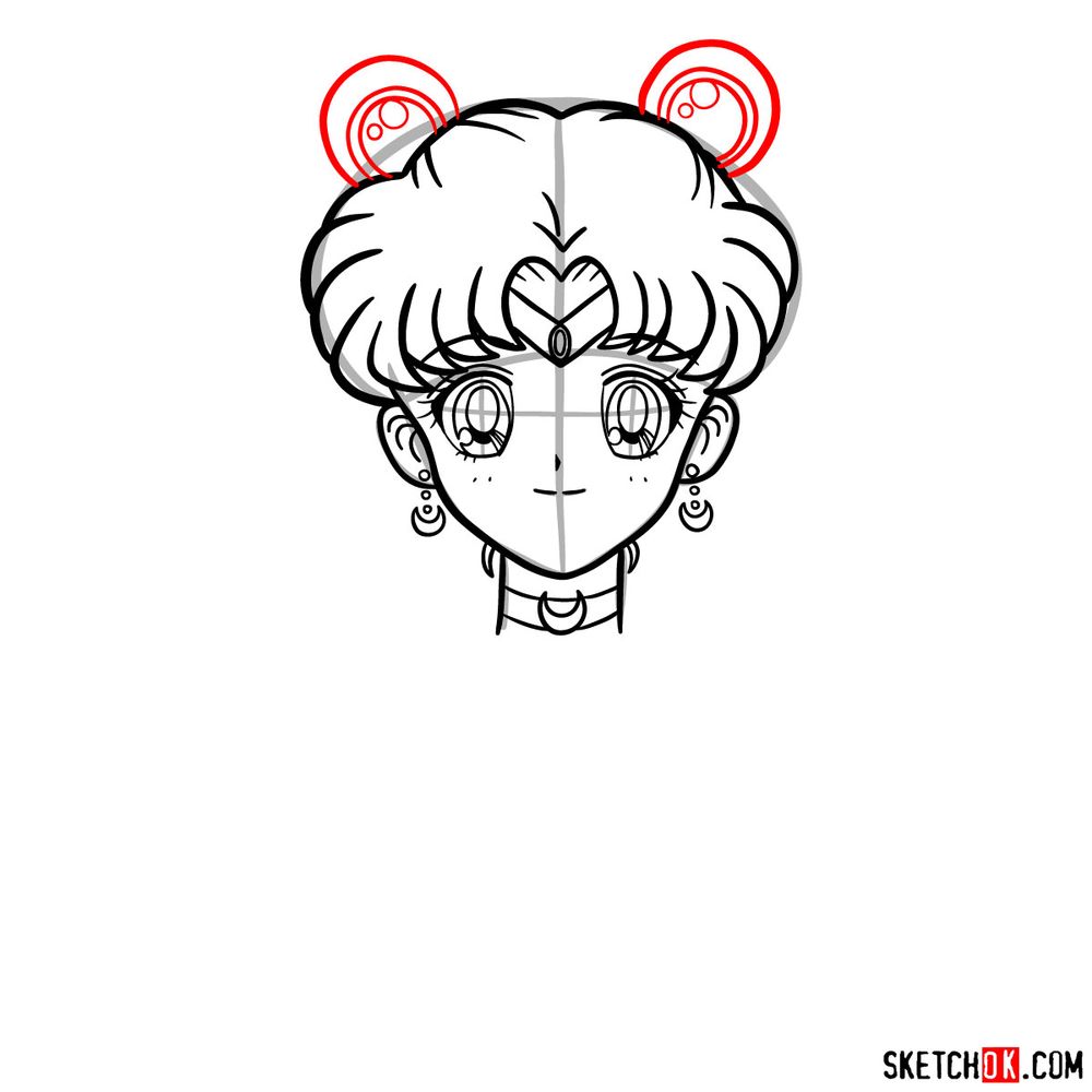 How to draw Sailor Moon's face - step 11