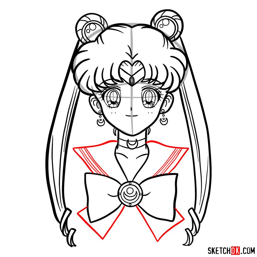 How to draw Sailor Moon's face - step 15