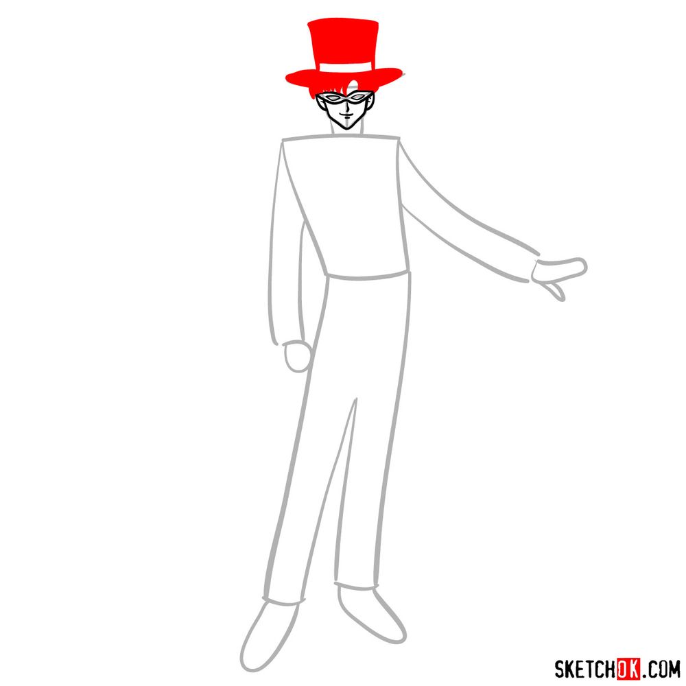 How to draw Tuxedo Mask - step 05