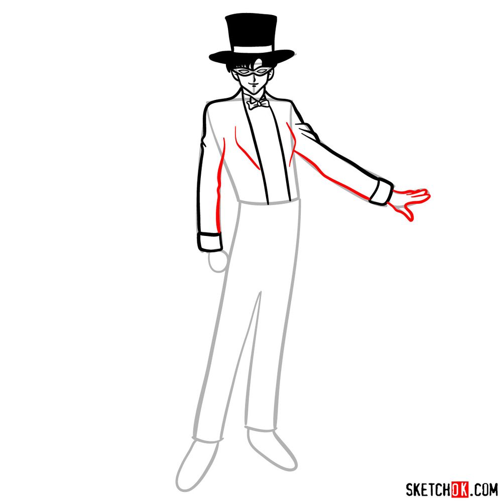 How to draw Tuxedo Mask - step 08