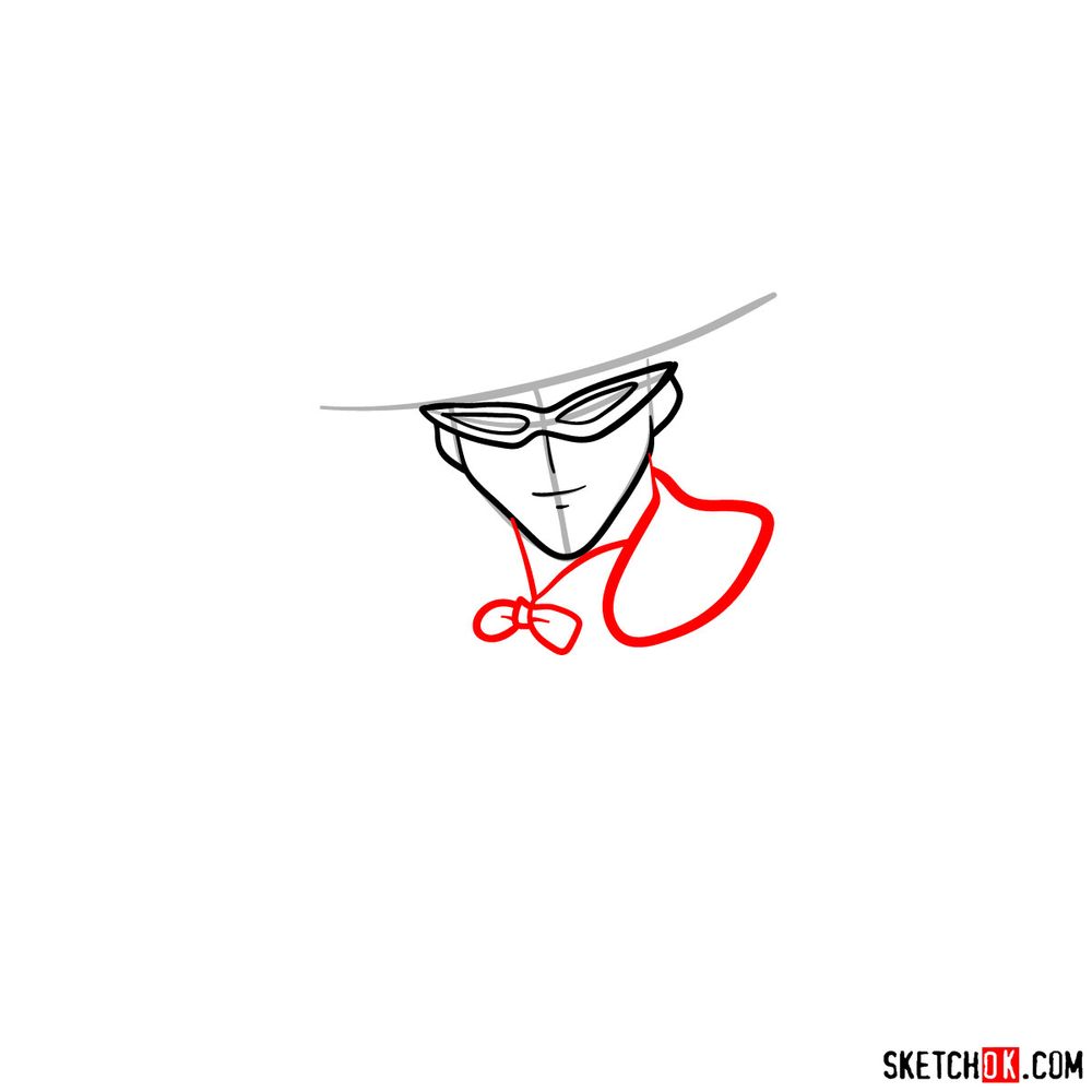 How to draw Tuxedo Mask's face - step 04