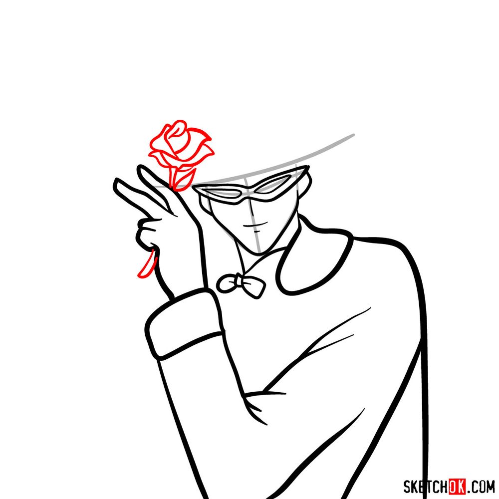 How to draw Tuxedo Mask's face - step 08
