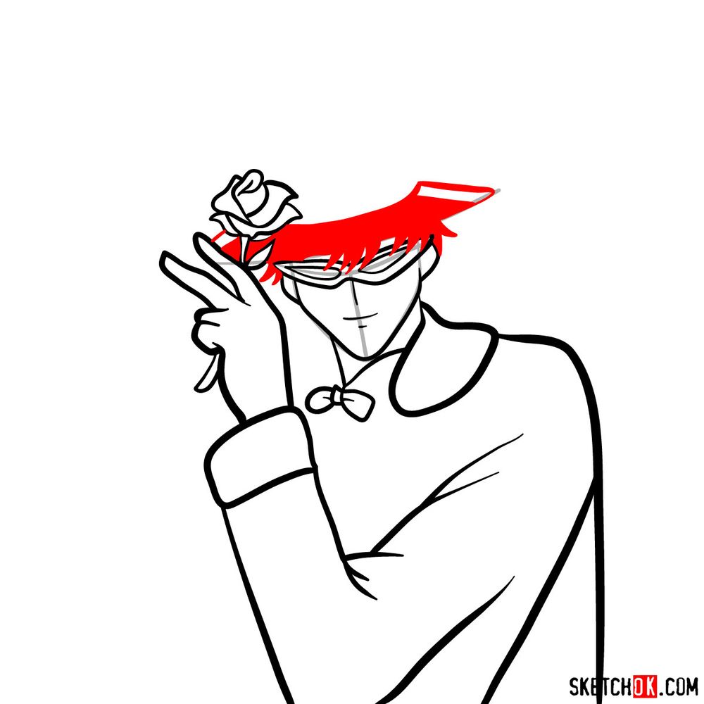 How to draw Tuxedo Mask's face - step 09