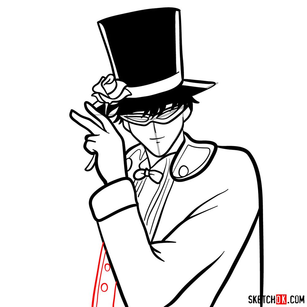 How to draw Tuxedo Mask's face - step 12