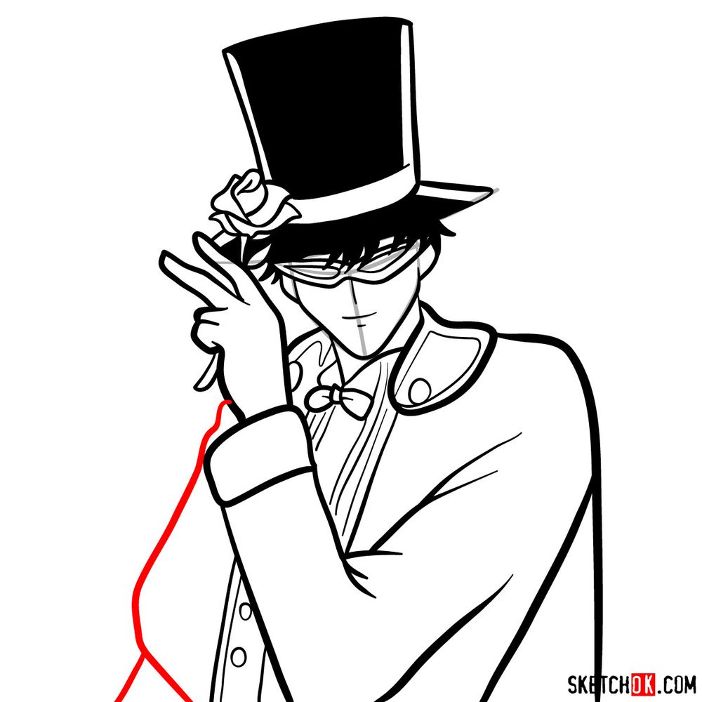 How to draw Tuxedo Mask's face - step 13