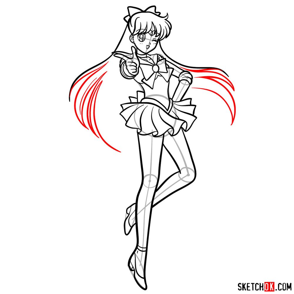 How to draw Sailor Venus - step 16