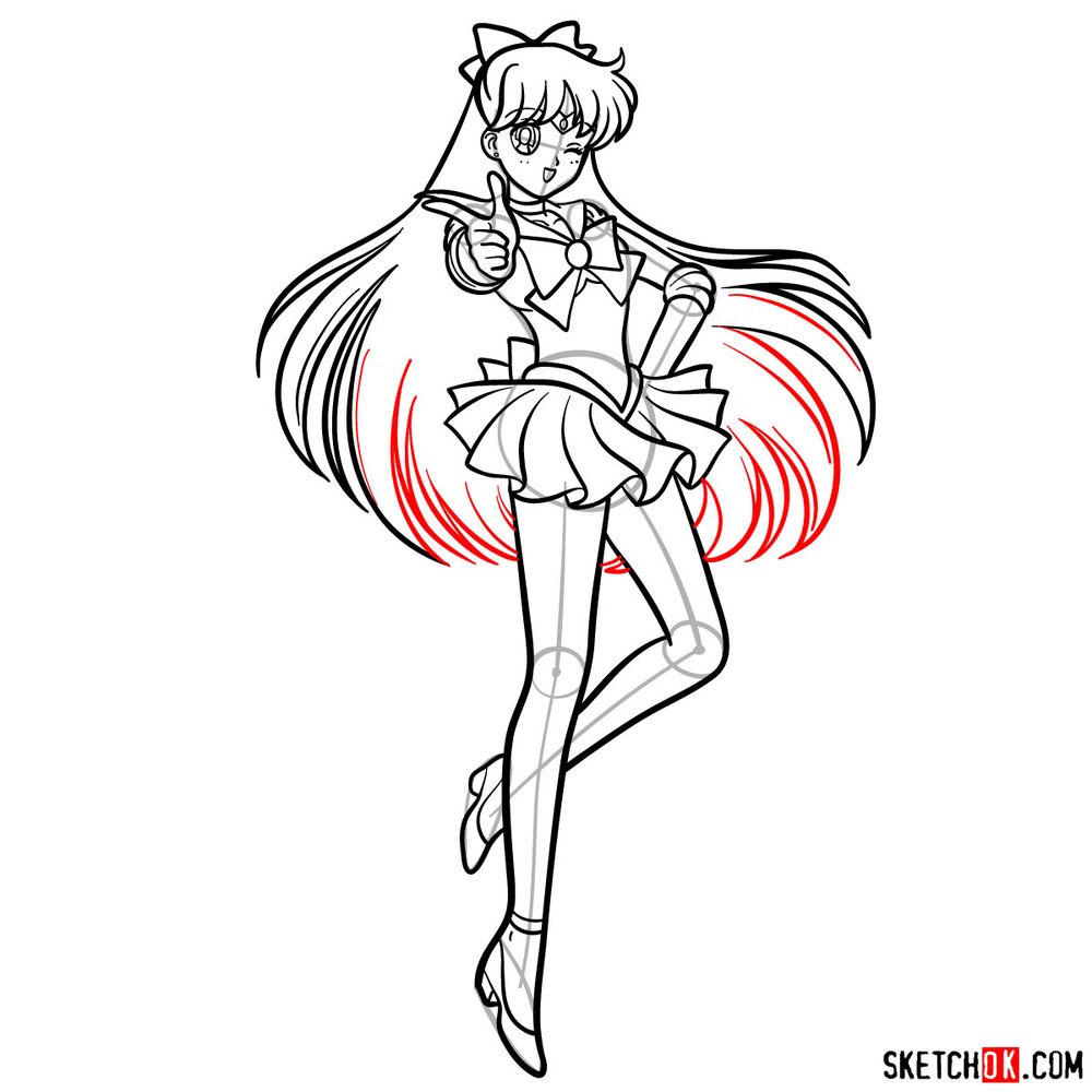 How to draw Sailor Venus - step 17