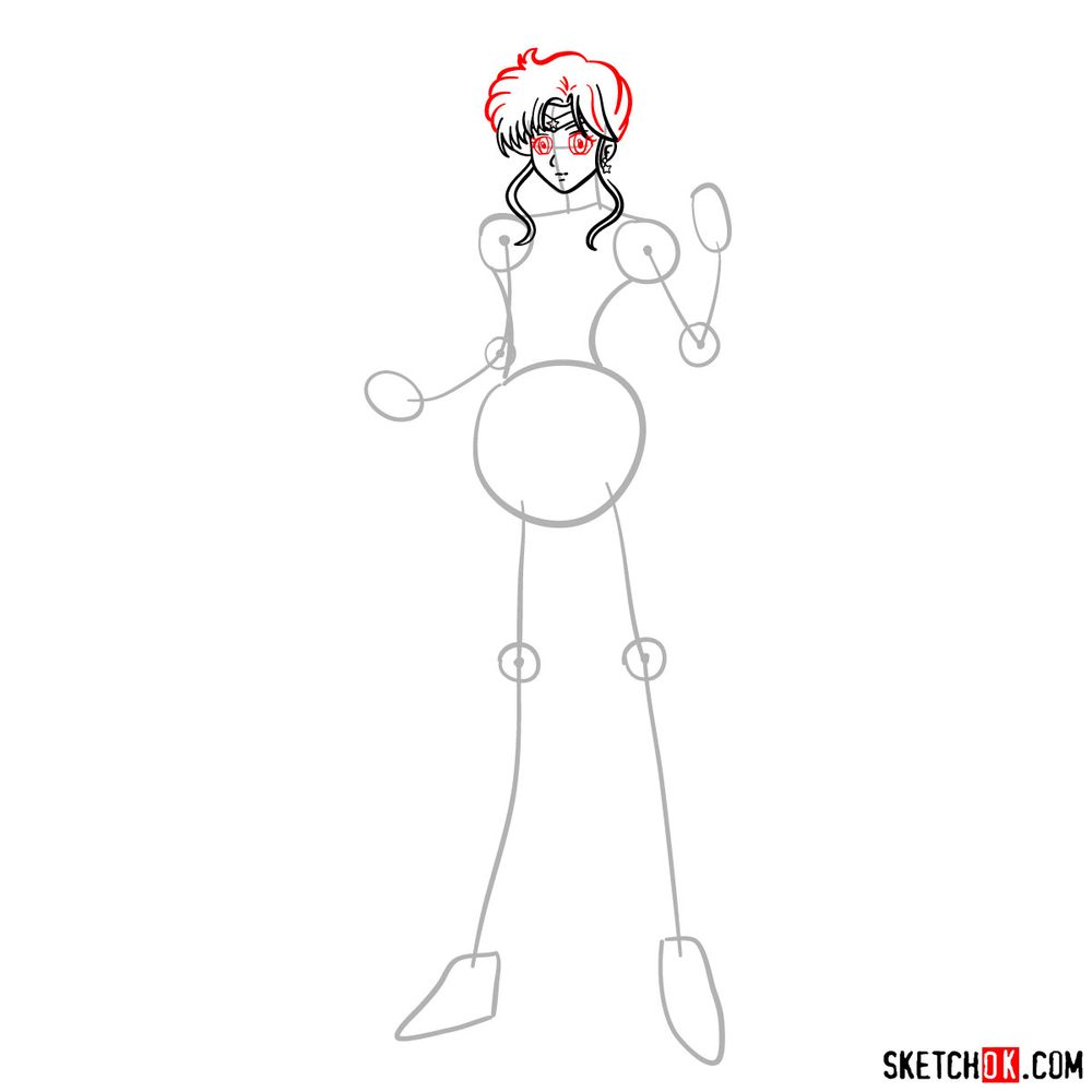 How to draw Sailor Jupiter - step 07
