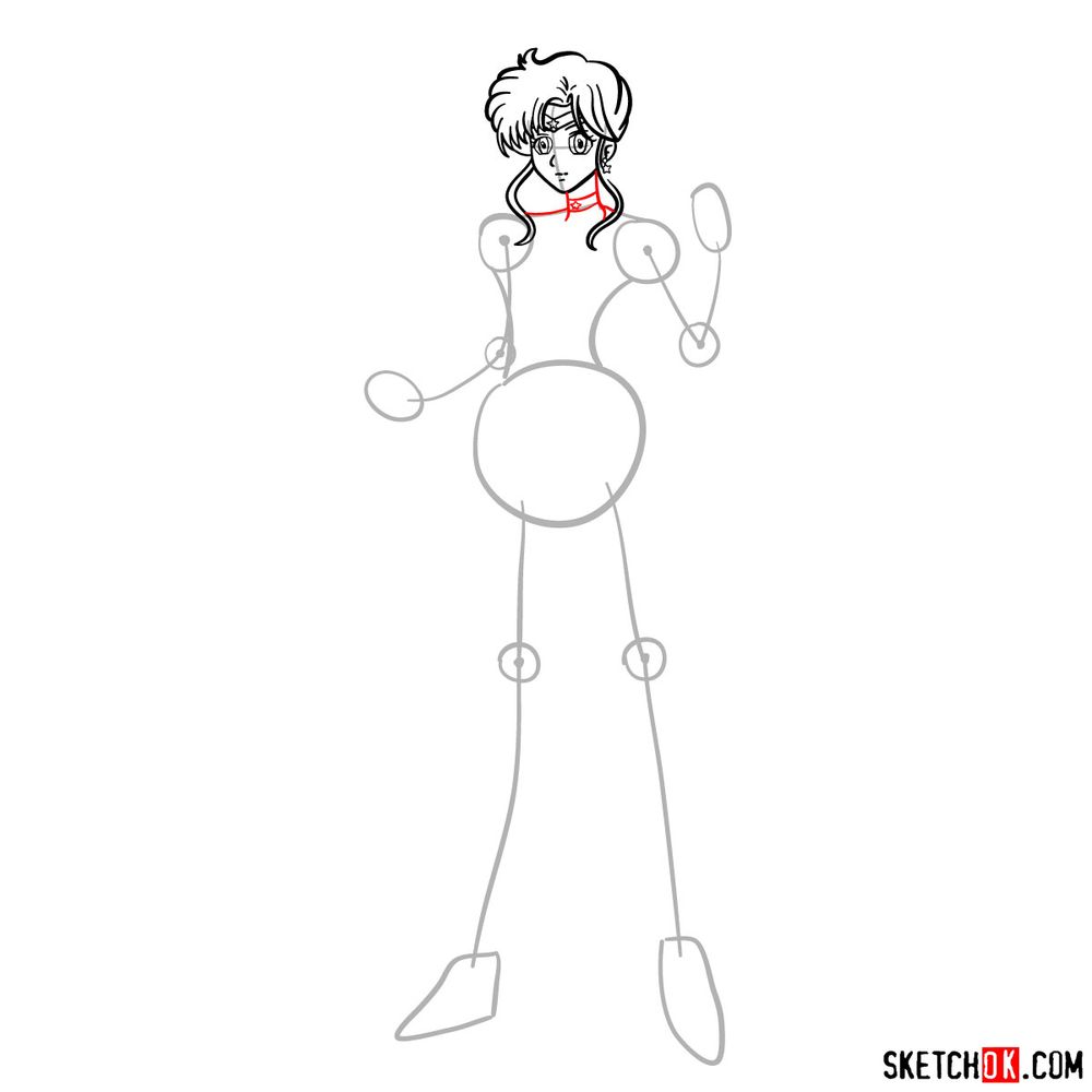 How to draw Sailor Jupiter - step 08