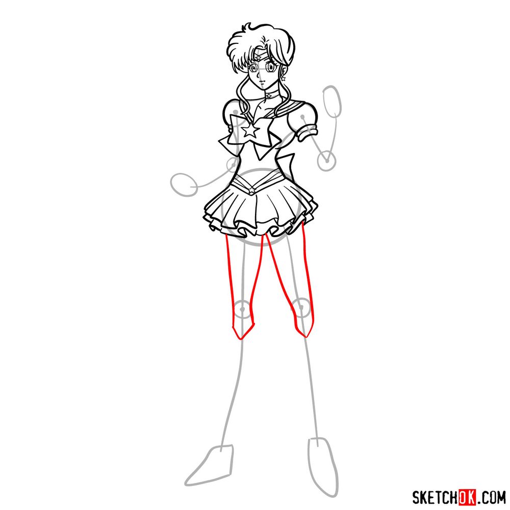How to draw Sailor Jupiter - step 14