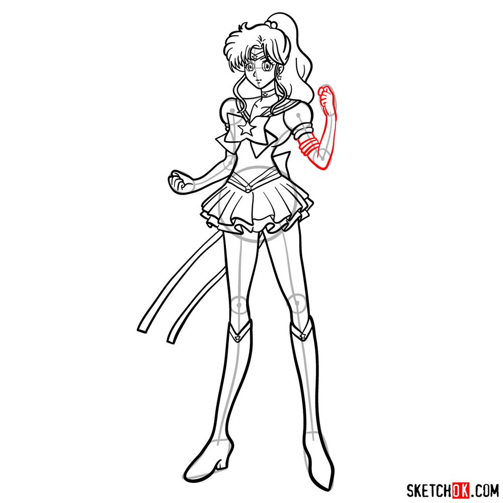 How to draw Sailor Jupiter - step 18