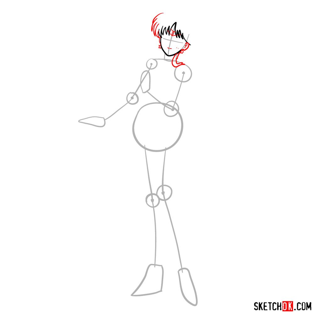 How to draw Sailor Mars - step 04