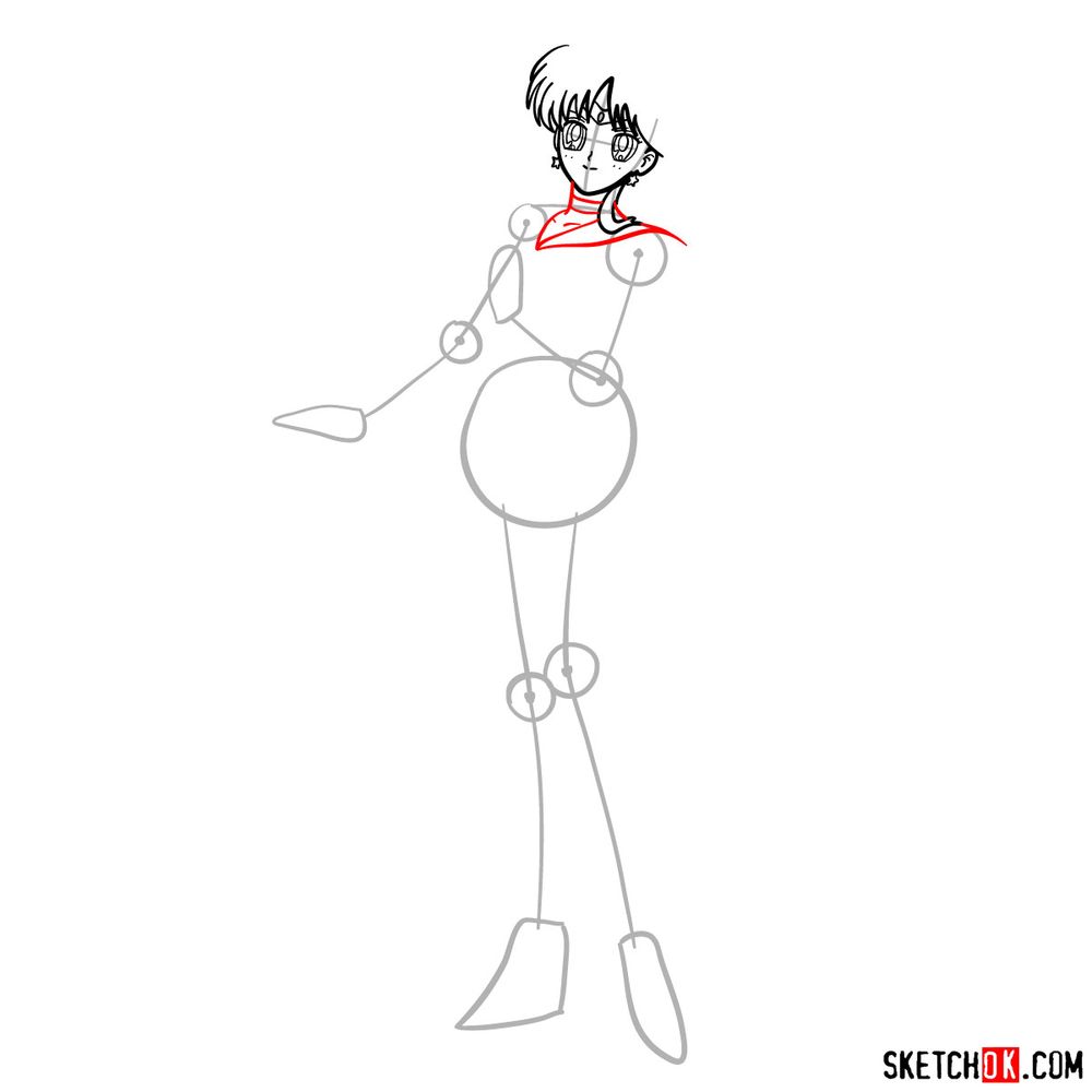 How to draw Sailor Mars - step 06