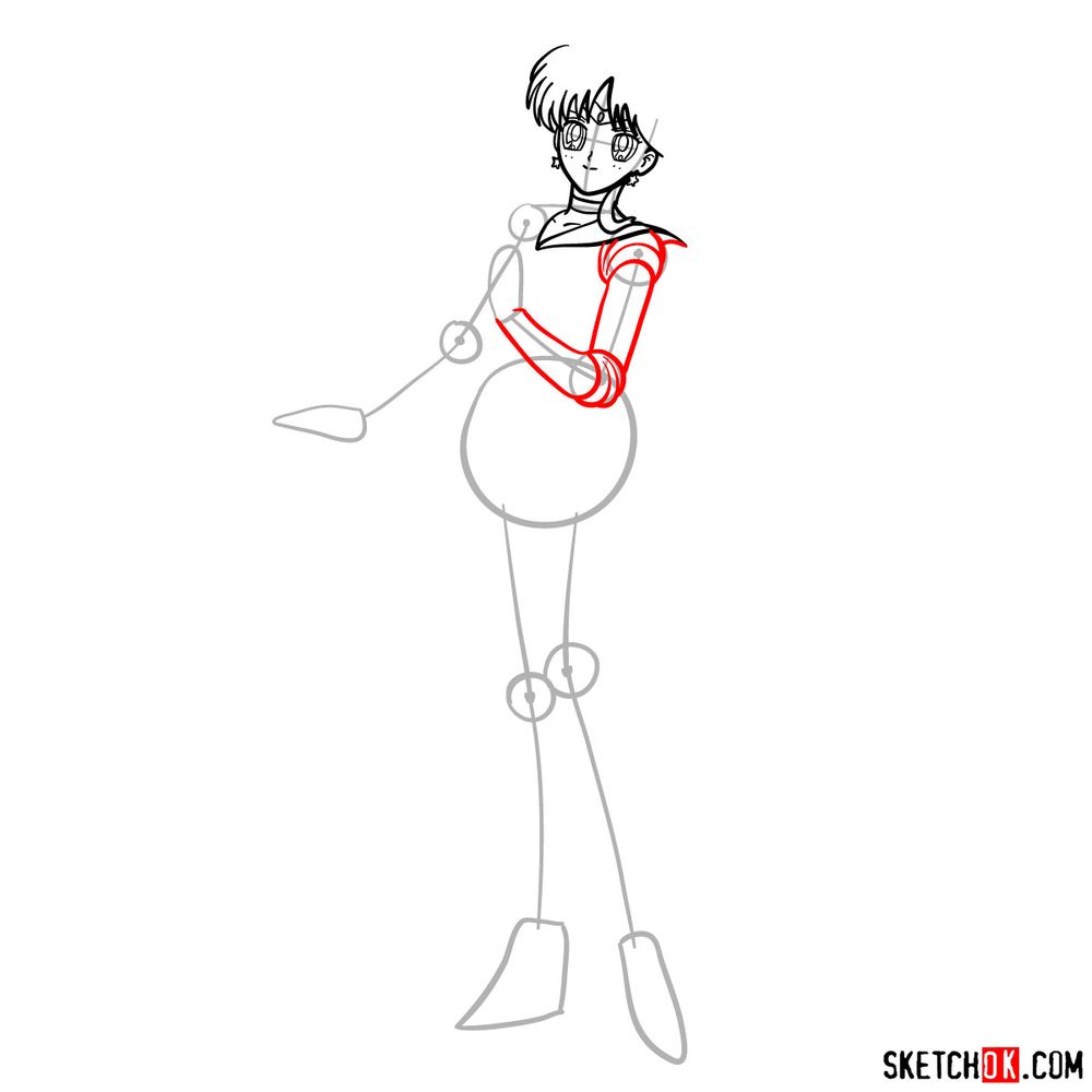 How to draw Sailor Mars - step 07