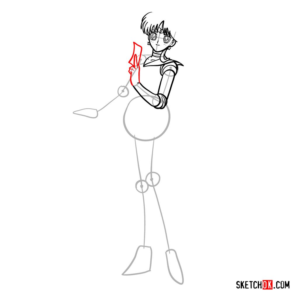 How to draw Sailor Mars - step 08