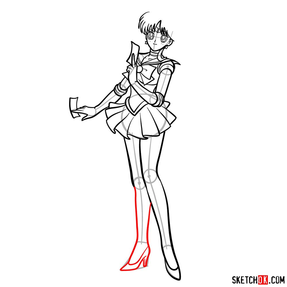 How to draw Sailor Mars - step 14