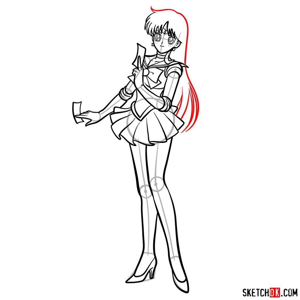 How to draw Sailor Mars - step 15