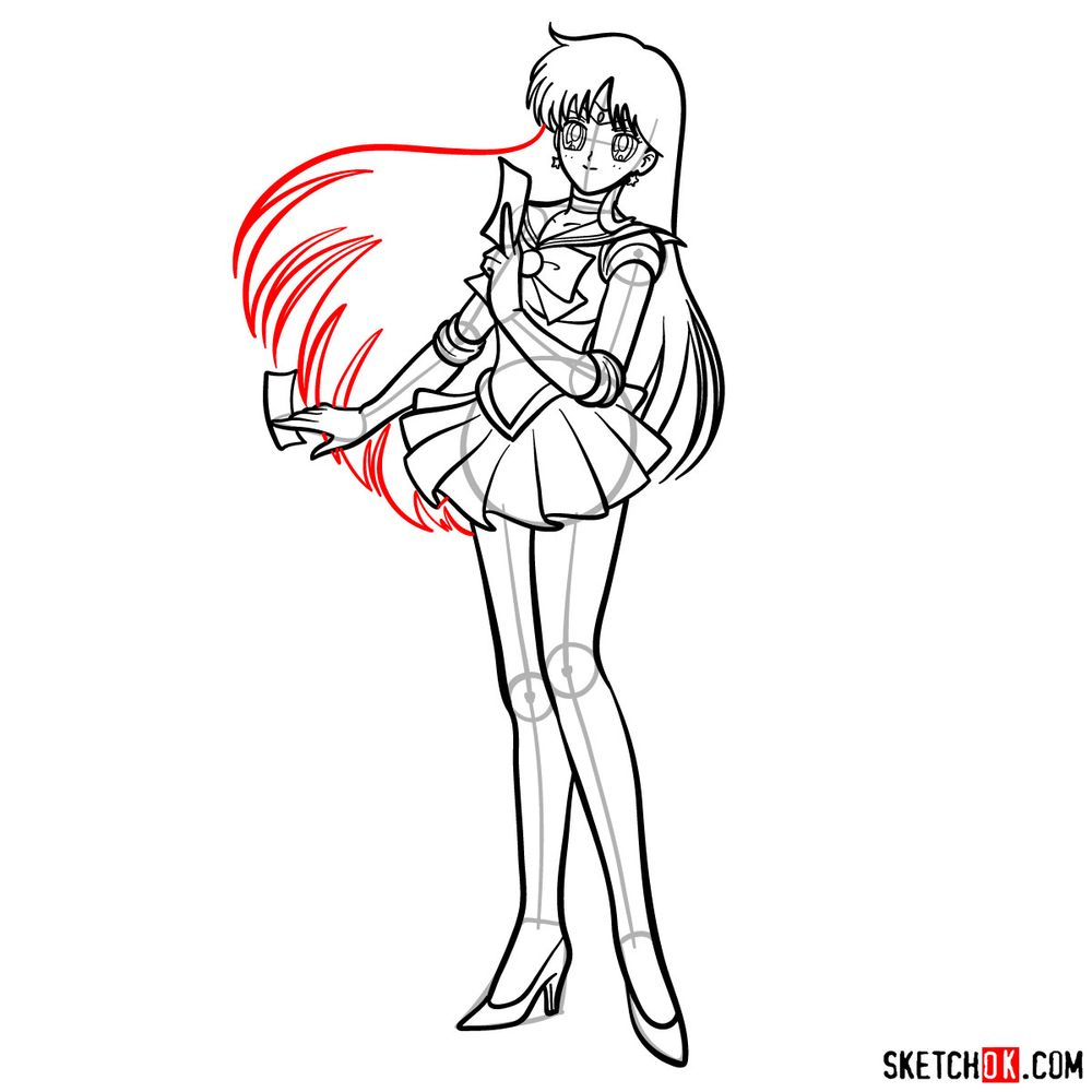 How to draw Sailor Mars - step 16