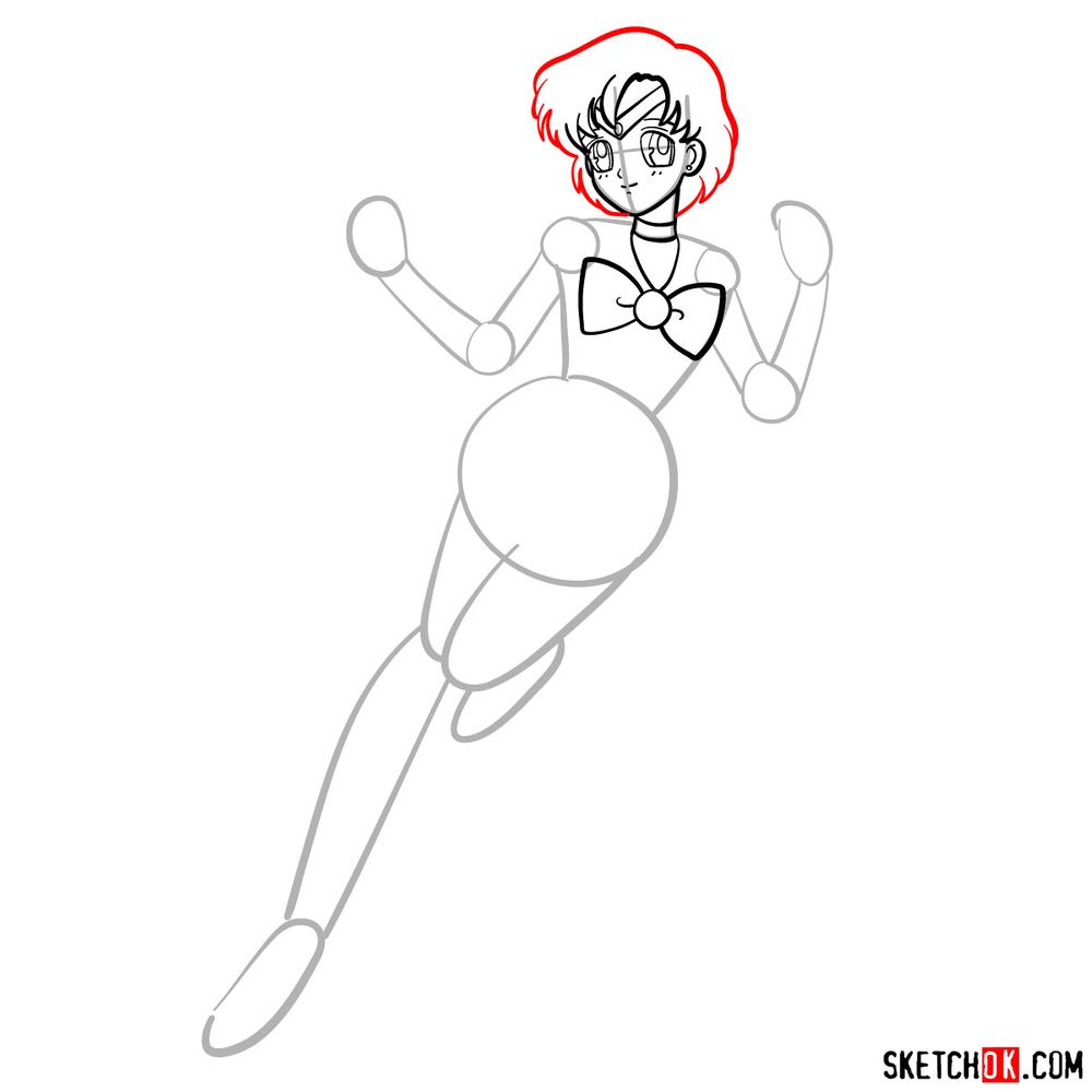How to draw Sailor Mercury - step 08