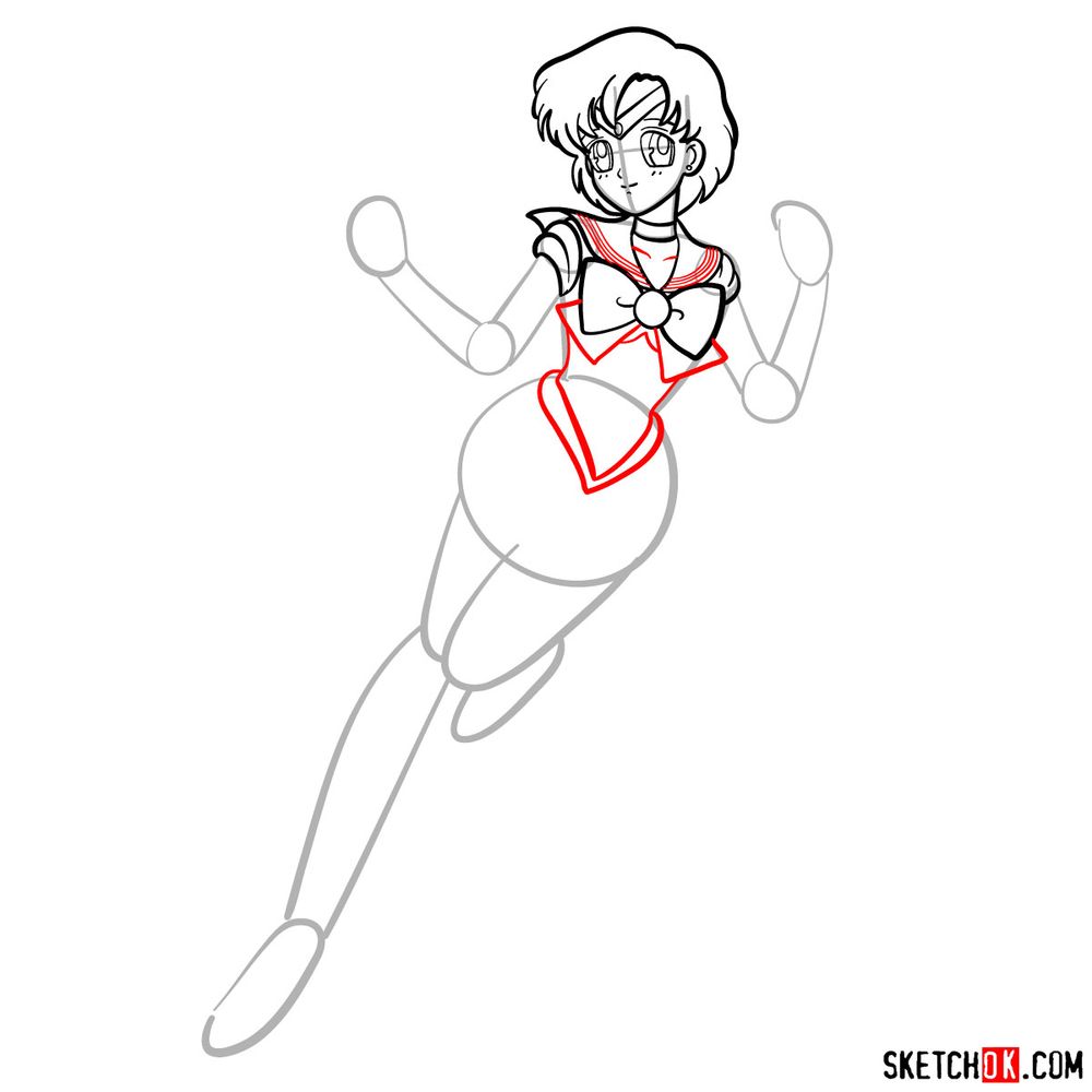 How to draw Sailor Mercury - step 10