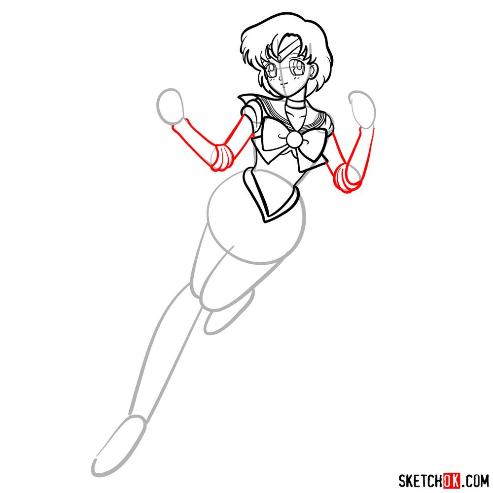How to draw Sailor Mercury - step 11