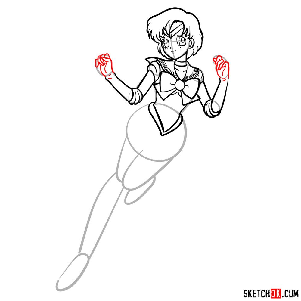 How to draw Sailor Mercury - step 12