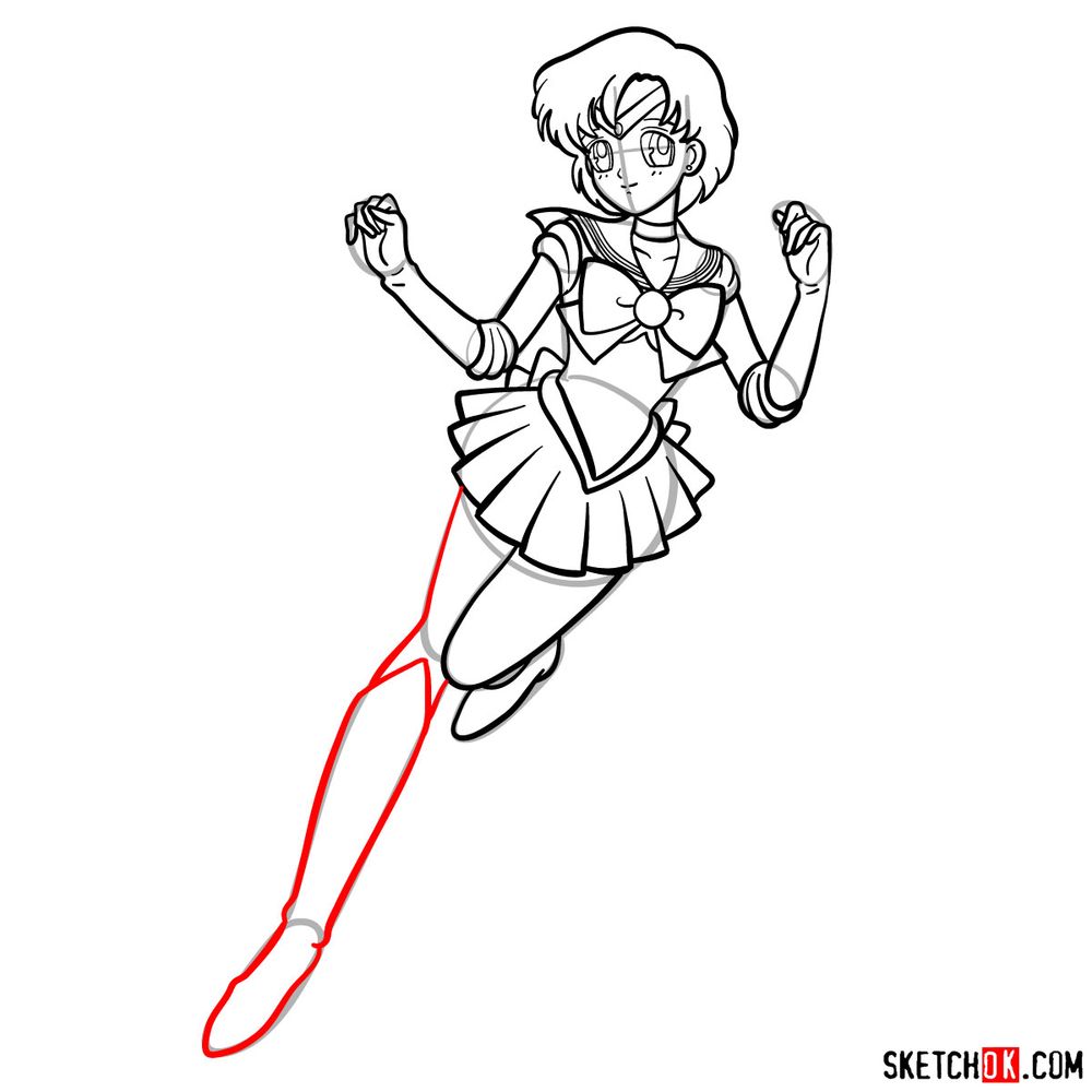 How to draw Sailor Mercury - step 15