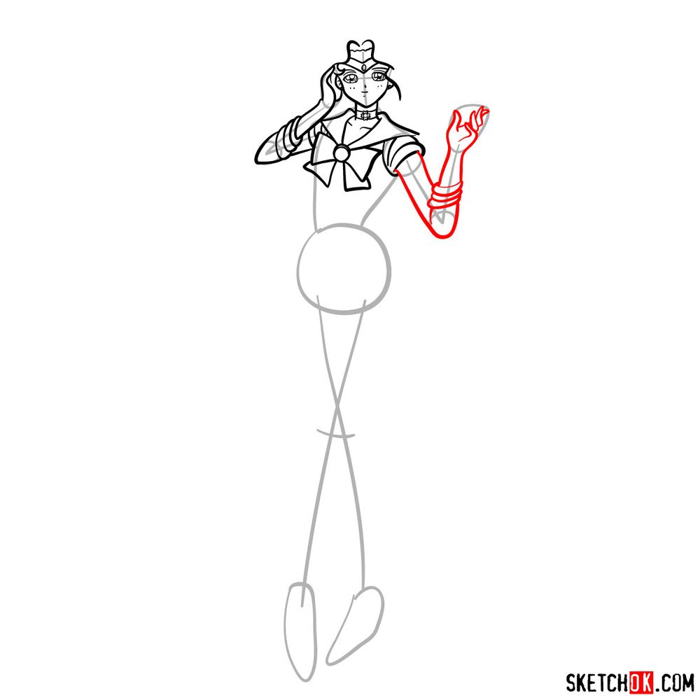 How to draw Sailor Neptune - step 09
