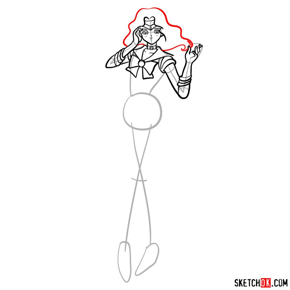 How to draw Sailor Neptune - step 10