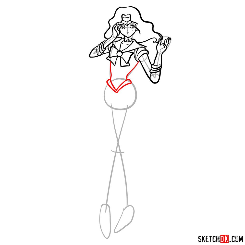 How to draw Sailor Neptune - step 11