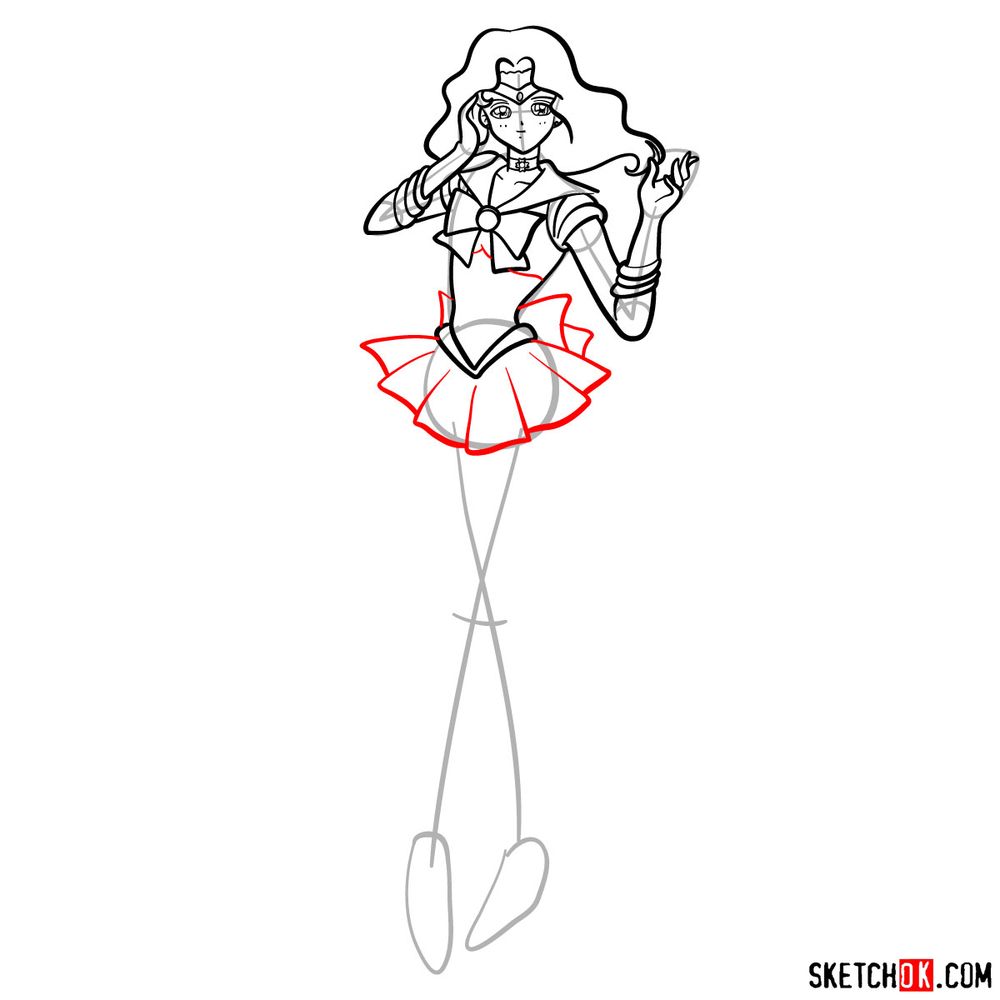 How to draw Sailor Neptune - step 12