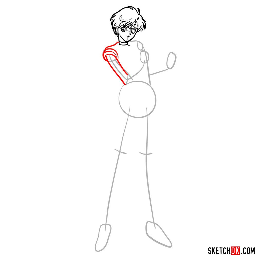How to draw Sailor Uranus - step 07