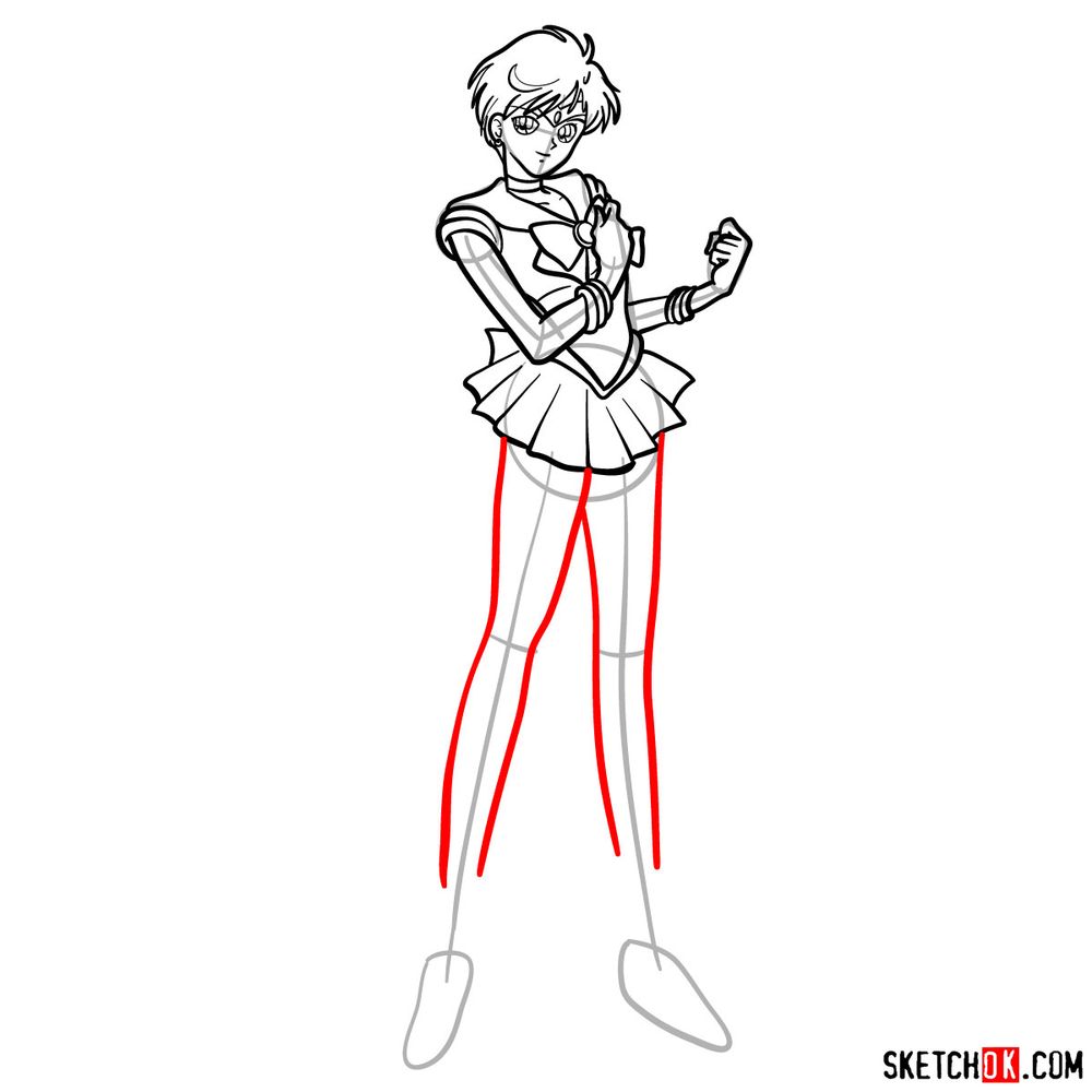 How to draw Sailor Uranus - step 13