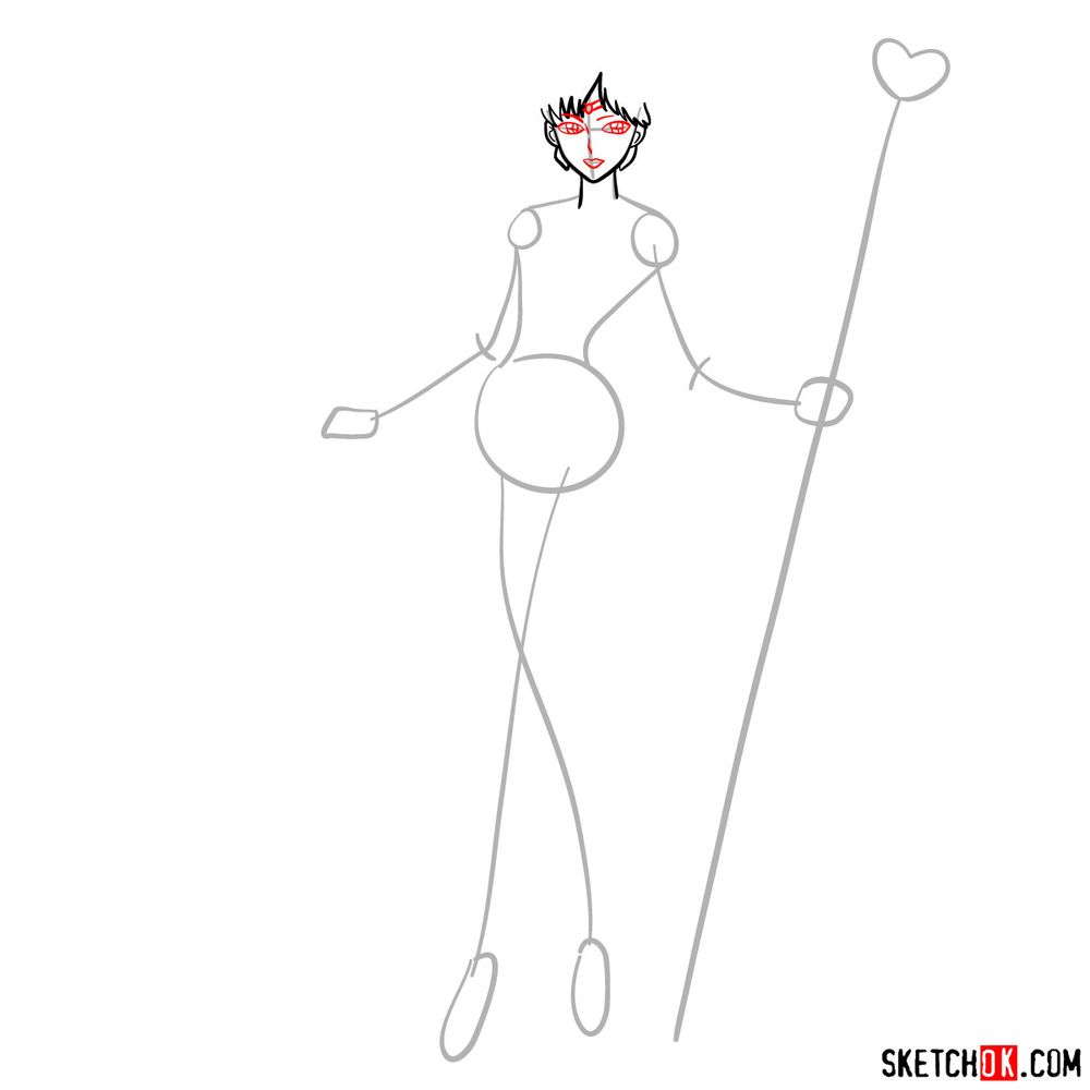 How to draw Sailor Pluto - step 05