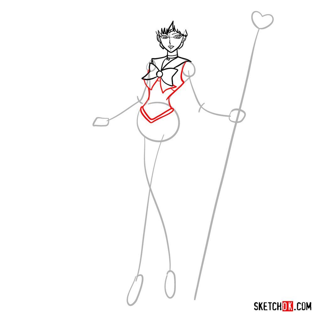 How to draw Sailor Pluto - step 07