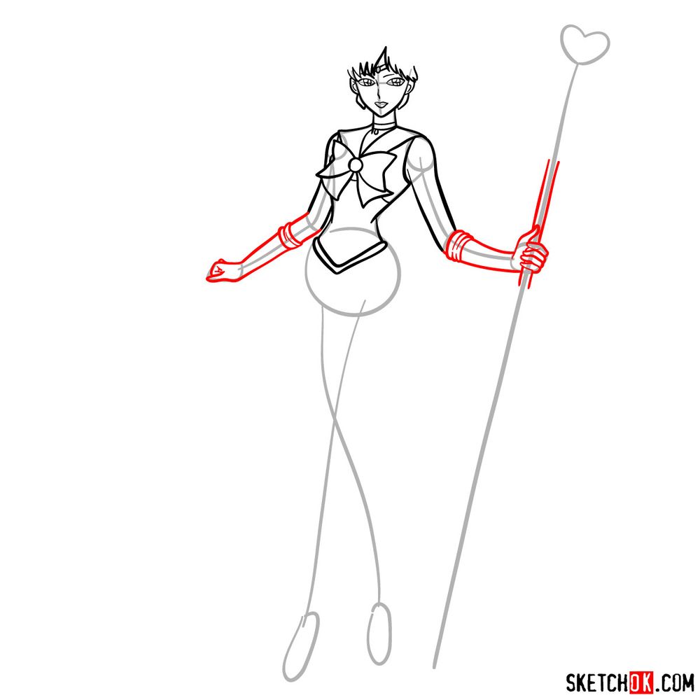 How to draw Sailor Pluto - step 09