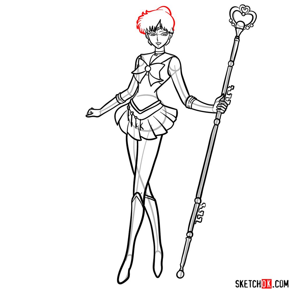 How to draw Sailor Pluto - step 16