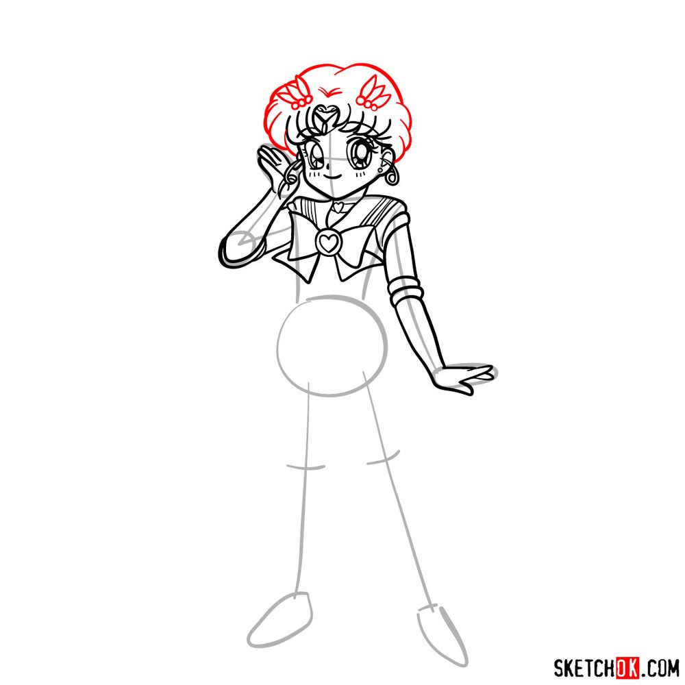 How to draw Sailor Chibi Moon - step 11