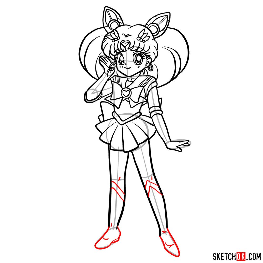 How to draw Sailor Chibi Moon step by step - Sketchok easy drawing guides